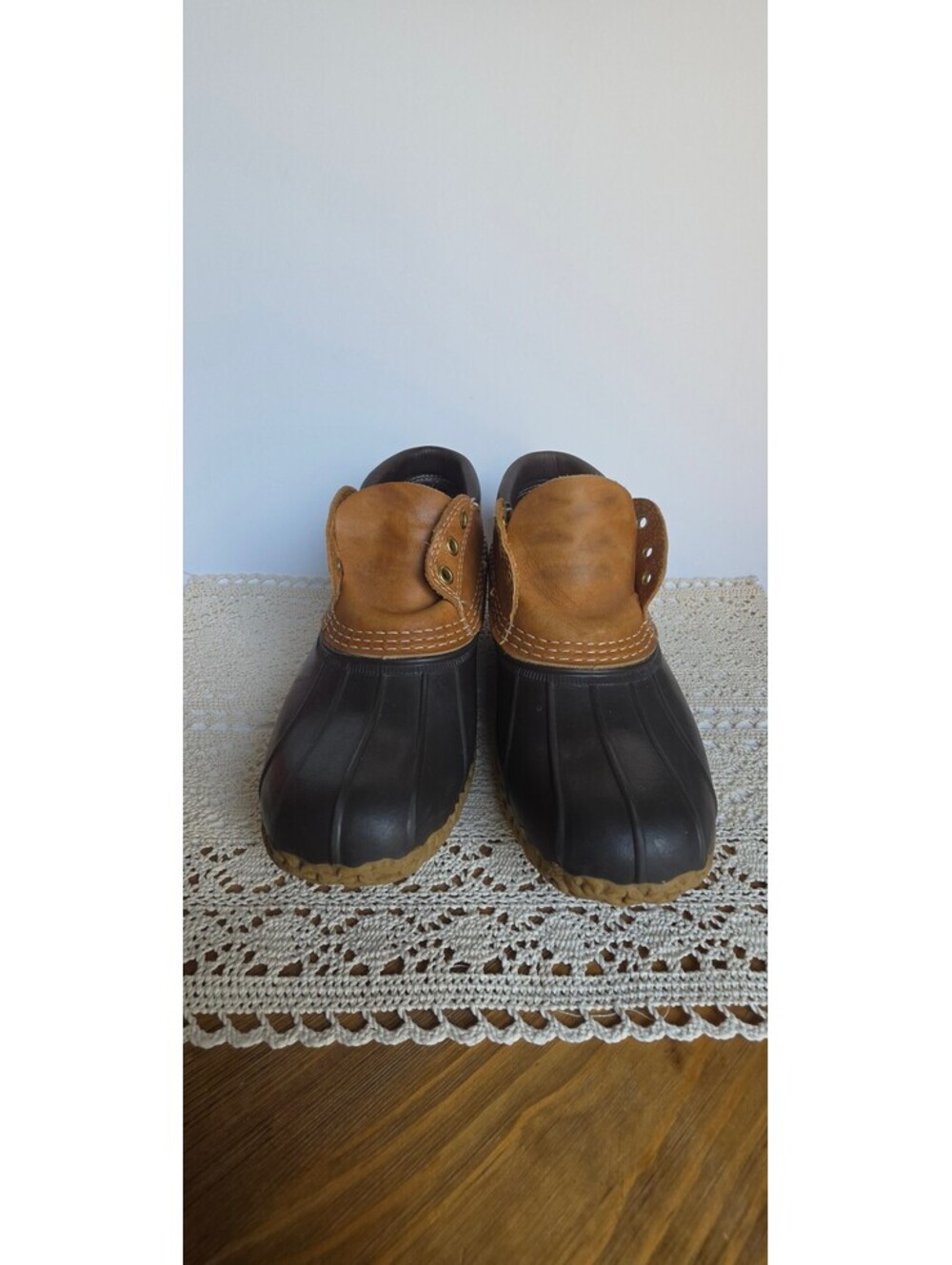 L.L.Bean Bean Boots Low Duck Shoes Brown Leather Made in Maine Size Unknown
